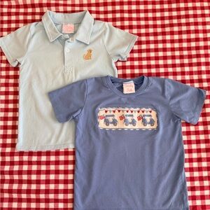 Stitchy Fish Boys Light Blue Polo and Blue Shirt Set 5T